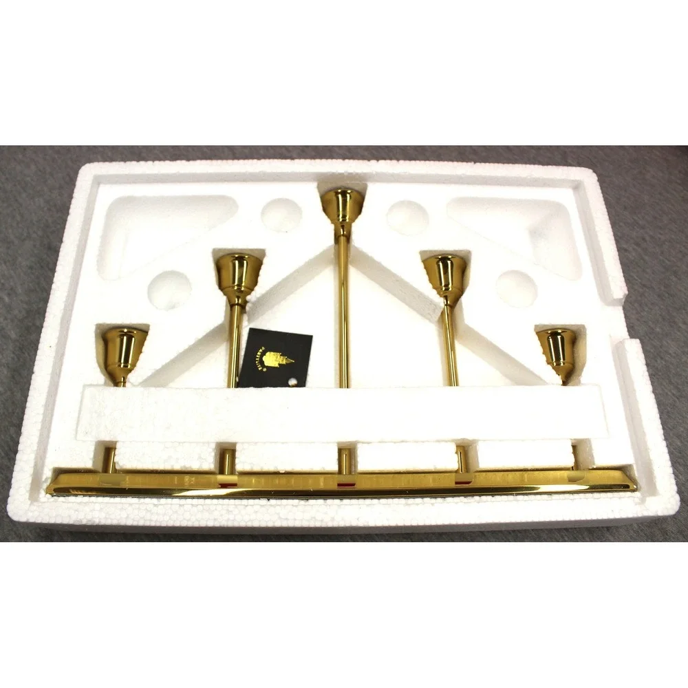 PartyLite Candelabra Gold Quintette Brass 5-Light Taper Holder P0154 Holidays